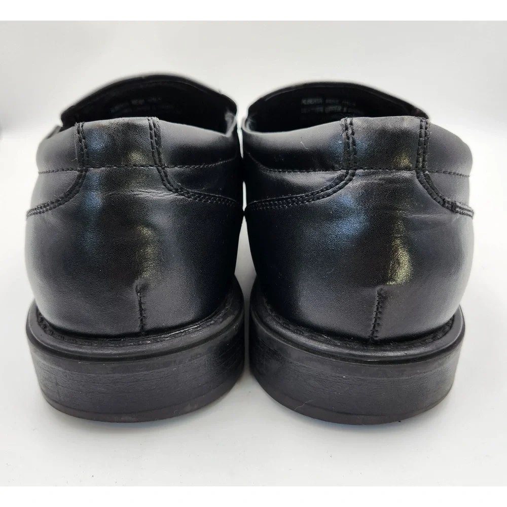G.H. Bass & Co. Alberta Men 11.5 D Shoes Black Leather Square Toe Slip On Loafer